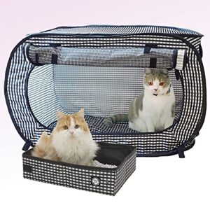 necoichi portable stress free cage carrier and litter box, indoor & outdoor, travel (black, cage/kennel+litter box)
