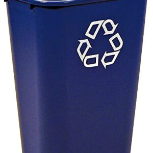 Rubbermaid Commercial Rubbermaid 295773BE Large Deskside Recycle Container w/Symbol, Rectangular, Plastic, 41.25qt, Blue