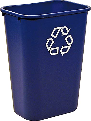 Rubbermaid Commercial Rubbermaid 295773BE Large Deskside Recycle Container w/Symbol, Rectangular, Plastic, 41.25qt, Blue