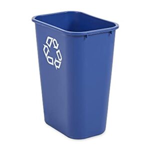 Rubbermaid Commercial Rubbermaid 295773BE Large Deskside Recycle Container w/Symbol, Rectangular, Plastic, 41.25qt, Blue