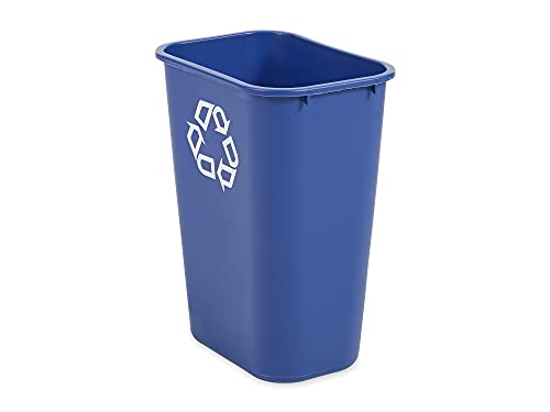 Rubbermaid Commercial Rubbermaid 295773BE Large Deskside Recycle Container w/Symbol, Rectangular, Plastic, 41.25qt, Blue