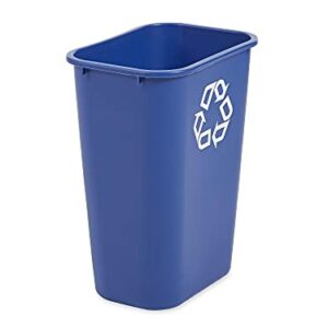 Rubbermaid Commercial Rubbermaid 295773BE Large Deskside Recycle Container w/Symbol, Rectangular, Plastic, 41.25qt, Blue