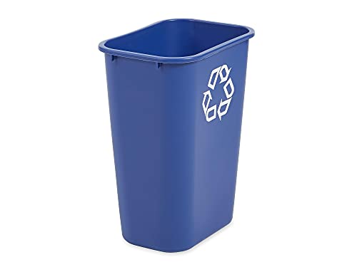 Rubbermaid Commercial Rubbermaid 295773BE Large Deskside Recycle Container w/Symbol, Rectangular, Plastic, 41.25qt, Blue