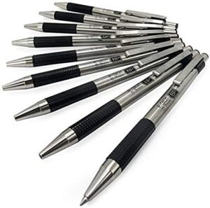 zebra f-301 ballpoint retractable pen, black ink, fine point tip, 9 pens per pack refillable pens with refill 0.7 mm stainless steel