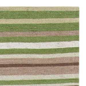 SAFAVIEH Marbella Collection Area Rug - 8' x 10', Green, Handmade Flat Weave Stripe Wool, Ideal for High Traffic Areas in Living Room, Bedroom (MRB273A)