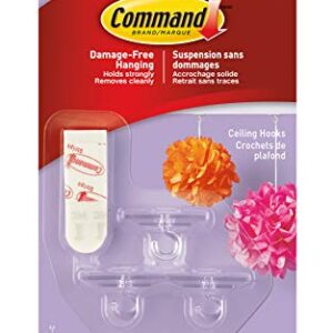 Command Party Ceiling, 3-Hooks (17803-ES), Clear, 3 Count