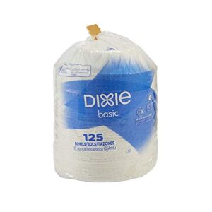 Dixie Basic 12Oz. Light-Weight Disposable Paper Bowls By GP PRO (Georgia-Pacific); White; DBB12W; 1000 Count (125 Bowls Per Pack; 8 Packs Per Case)