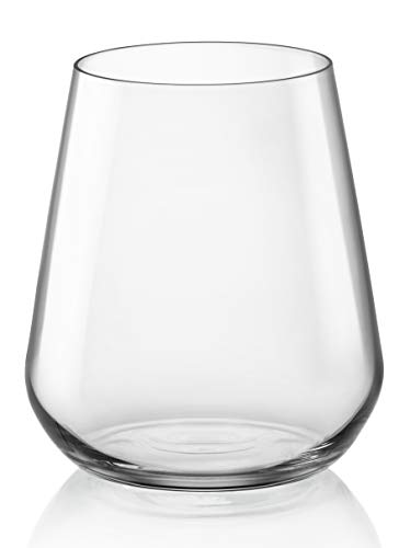 Bormioli Rocco InAlto Uno Stemless Glass, Set of 6, 15.25 oz, Clear