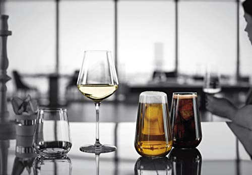 Bormioli Rocco InAlto Uno Stemless Glass, Set of 6, 15.25 oz, Clear