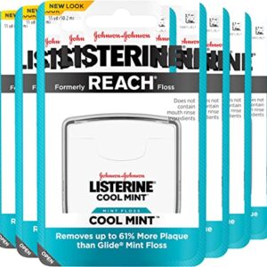 Listerine Cool Mint Interdental Floss Bundle | Effective Plaque Removal, Teeth & Gum Protection | Shred-Resistant, Fresh-Breath Feeling, PFAS Free | 55 Yards, 6 Pack