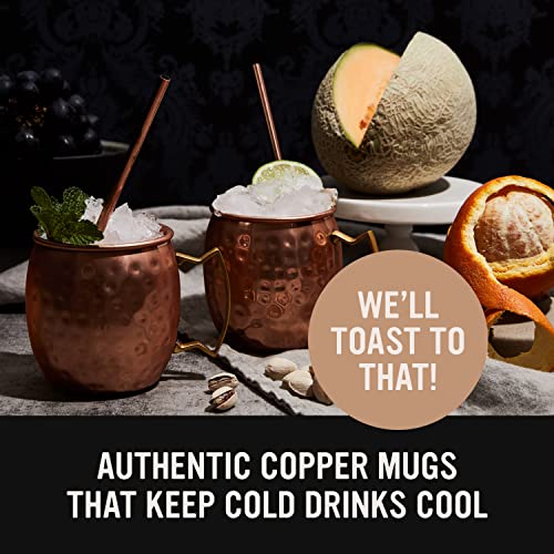 will's Moscow Mule Copper Mugs - Set of 4-100% Pure Solid Copper Mugs - 16 oz Premium Gift Set with 4 Cocktail Copper Straws, Shot Glass and Recipe Booklet