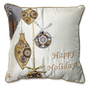pillow perfect holiday ornaments throw pillow, 16.5" x 16.5", gold
