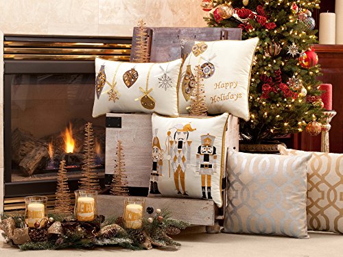 Pillow Perfect Holiday Ornaments Throw Pillow, 16.5" x 16.5", Gold