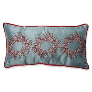 pillow perfect christmas wreaths lumbar pillow, 11.5" x 18.5", blue