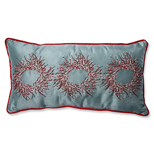 Pillow Perfect Christmas Wreaths Lumbar Pillow, 11.5" x 18.5", Blue