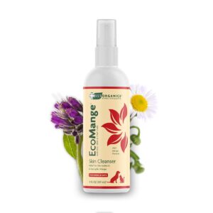 ecomange mange relief for dogs & cats – 8 oz. cat & dog itch relief, sarcoptic & demodectic mite spray – herbal extract & essential oil itch relief for dogs – natural cat & dog sprays by vet organics