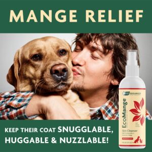 EcoMange Mange Relief for Dogs & Cats – 8 Oz. Cat & Dog Itch Relief, Sarcoptic & Demodectic Mite Spray – Herbal Extract & Essential Oil Itch Relief for Dogs – Natural Cat & Dog Sprays by Vet Organics