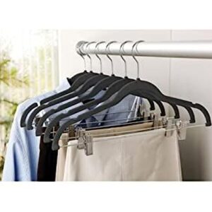 Home-it 10 Pack Skirt Hangers with Clips Black Velvet Hangers Use for Skirt Clothes Hangers - Felt Pants Hangers Ultra Thin Non Slip