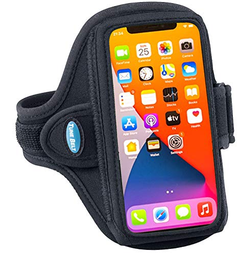 Tune Belt AB91 Cell Phone Armband Holder Case for iPhone 13/13 Pro, 12/12 Pro, 11, 11 Pro Max, XS Max, XR, Galaxy S20/S21 Plus & More for Running & Working Out (Black)