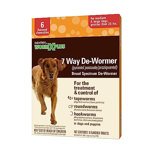 SENTRY Worm X Plus 7 Way DeWormer Large Dogs (6 count) Package may vary