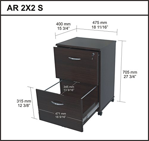 Inval America Uffici Commercial Collection 2 Drawer Mobile File Cabinet