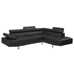 poundex sectional sofa, black