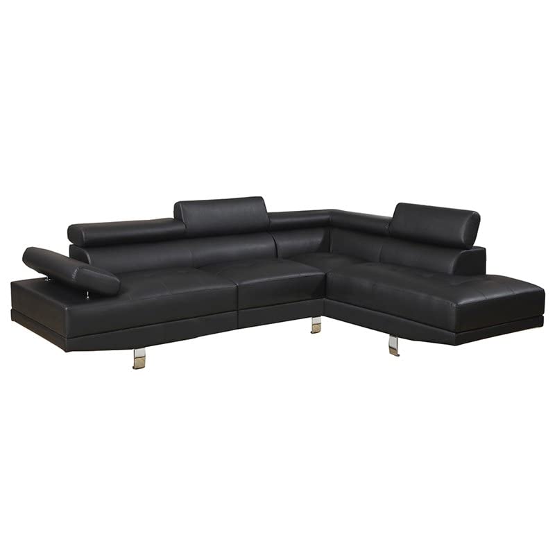 Poundex Sectional Sofa, Black