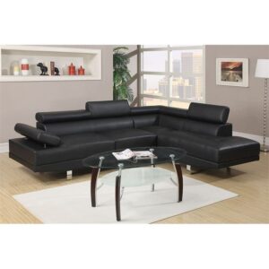 Poundex Sectional Sofa, Black