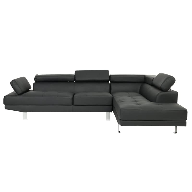 Poundex Sectional Sofa, Black