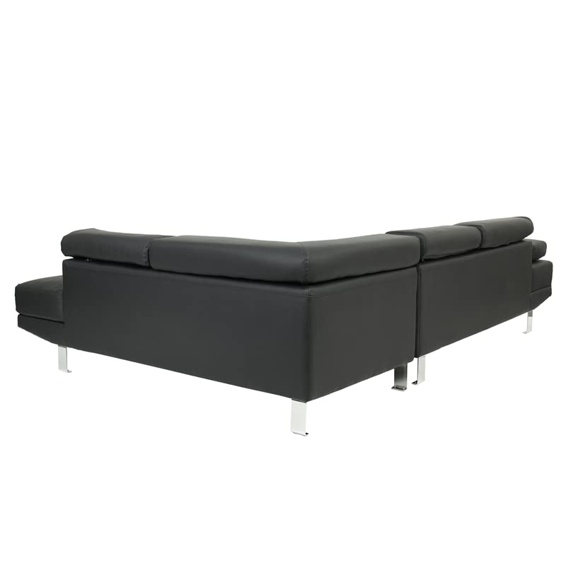 Poundex Sectional Sofa, Black