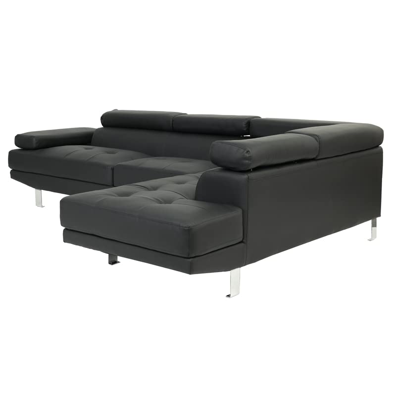 Poundex Sectional Sofa, Black