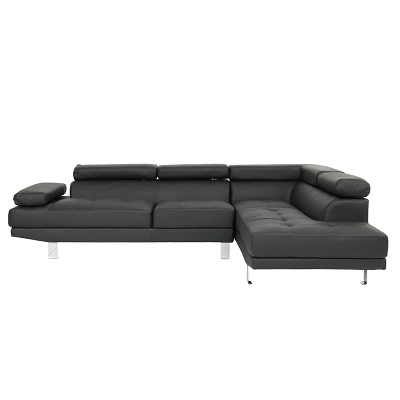 Poundex Sectional Sofa, Black