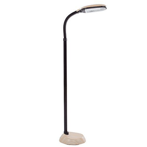 Lavish Home (72-G0820) 5 Feet Sunlight Floor Lamp With Adjustable Gooseneck - Light Wood Grain