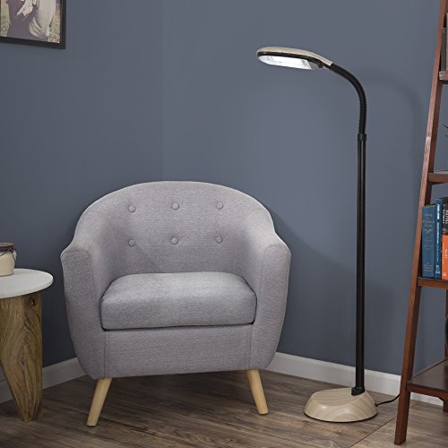 Lavish Home (72-G0820) 5 Feet Sunlight Floor Lamp With Adjustable Gooseneck - Light Wood Grain