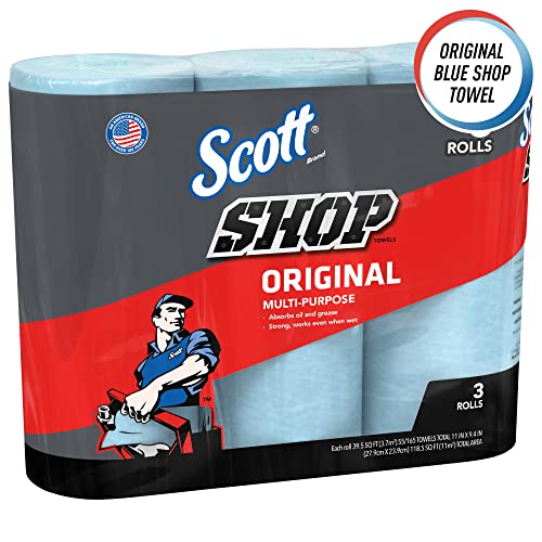 Scott 75143 Scott Shop Towels, Blue (3 Rolls, 55 Towels/Roll, 165 Towels Total)