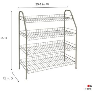 ClosetMaid 4-Tier Wire Shoe Rack Organizer, Nickel Finish, Easy to Assemble, Holds 12 Pairs, for Closet, Bedroom with Sturdy Design