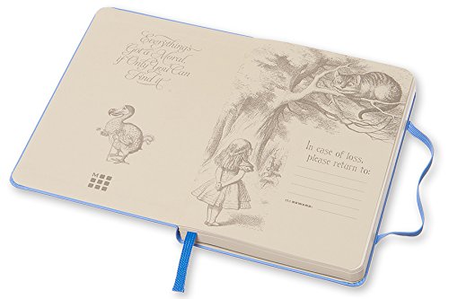 Moleskine Limited Edition Alice in Wonderland Notebook, Hard Cover, Pocket (3.5" x 5.5") Plain/Blank, Powder Blue, 192 Pages