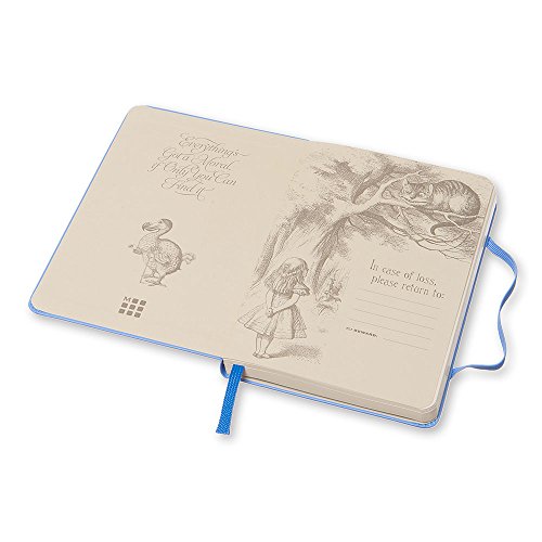 Moleskine Limited Edition Alice in Wonderland Notebook, Hard Cover, Pocket (3.5" x 5.5") Plain/Blank, Powder Blue, 192 Pages