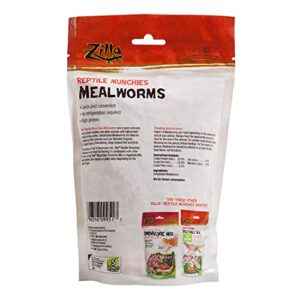 Zilla Reptile Food Munchies Mealworms for Pet Bearded Dragons, Leopard Geckos, Chameleons, Large Tropical Fish & Birds, 3.75-Ounce