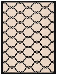 safavieh courtyard collection accent rug - 4' x 5'7", beige & black, trellis design, non-shedding & easy care, indoor/outdoor & washable-ideal for patio, backyard, mudroom (cy6009-256)