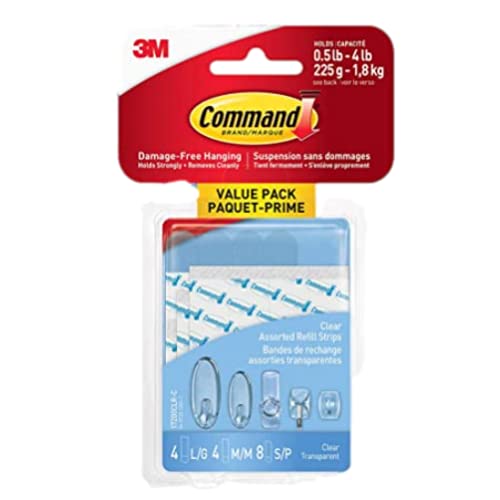 Command Strips 17200CLR Clear Assorted Refill Strips 16 Count