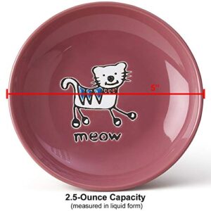 PetRageous 11035 Silly Kitty Dishwasher and Microwave Stoneware Cat Saucer 5-Inch Diameter 2.5-Ounce Capacity for Wet or Dry Cat Food Great For All Cats, Pink