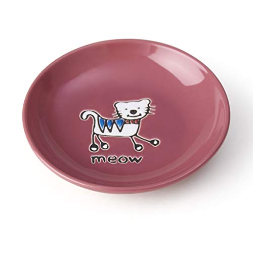 PetRageous 11035 Silly Kitty Dishwasher and Microwave Stoneware Cat Saucer 5-Inch Diameter 2.5-Ounce Capacity for Wet or Dry Cat Food Great For All Cats, Pink