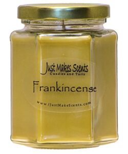 frankincense scented blended soy candle by just makes scents