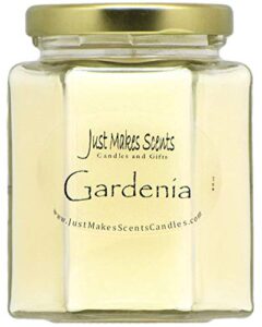 gardenia scented blended soy candle | long lasting spring floral fragrance | hand poured in the usa by just makes scents