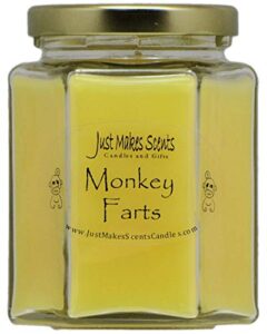 monkey farts scented blended soy candle by just makes scents (8 oz)