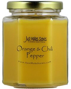 orange & chili pepper scented blended soy candle by just makes scents