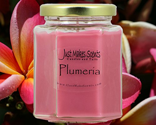 Plumeria Scented Blended Soy Candle | Long Lasting Tropical Floral Fragrance | Hand Poured in The USA by Just Makes Scents