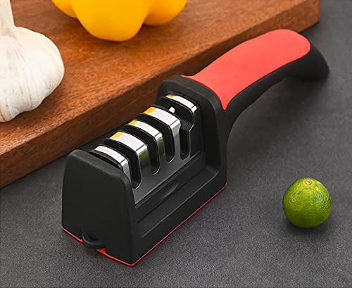 Harcas Knife Sharpener - Professional 2 Stage Sharpening System. Best For Steel Kitchen Knives. White