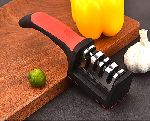 Harcas Knife Sharpener - Professional 2 Stage Sharpening System. Best For Steel Kitchen Knives. White